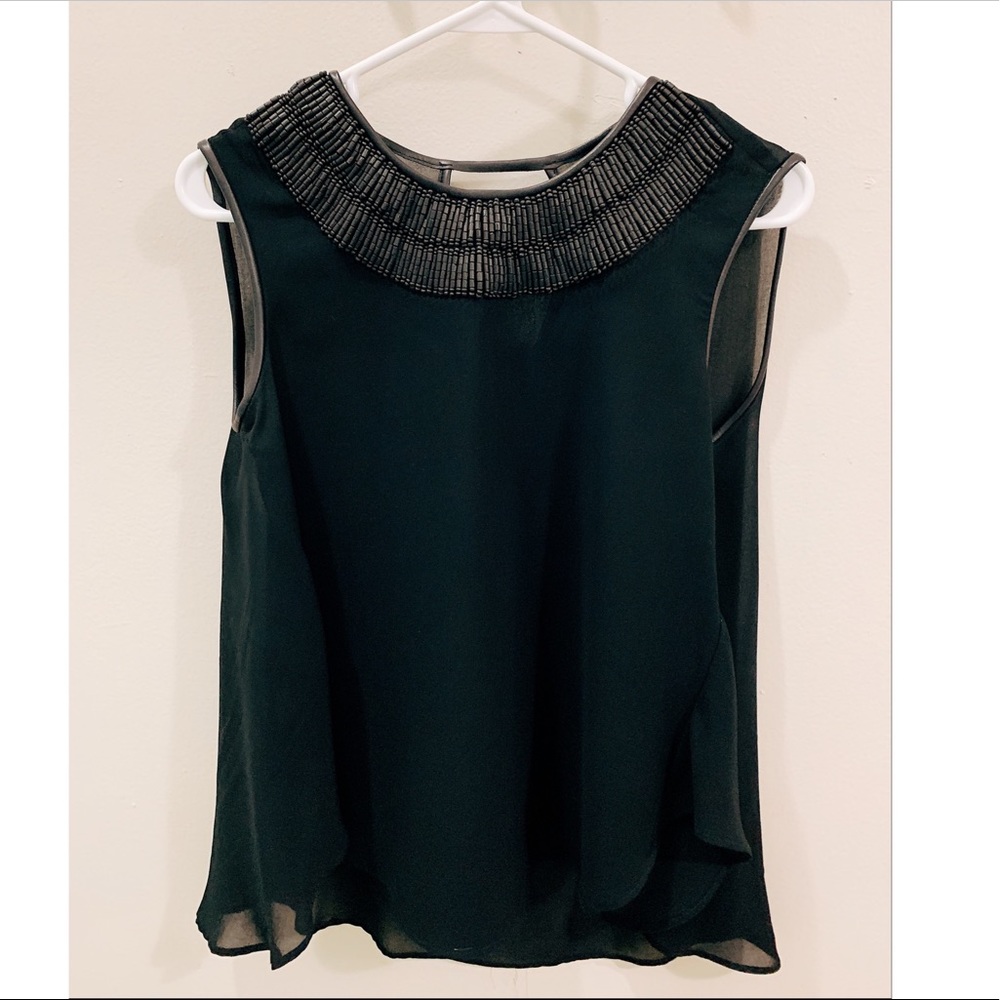 Zara Black Top with Embellished Collar